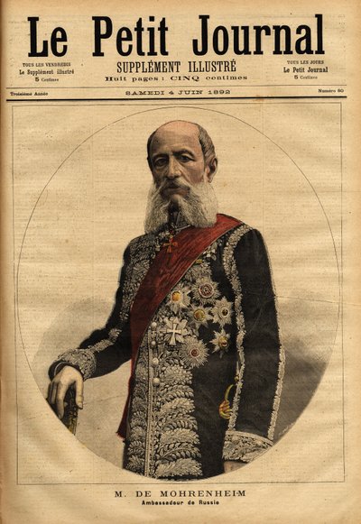 Portret barona Mohrenheim, ambasadora Rosji we Francji w latach 1884-1898. Rycina w „”Le petit journal”” 4.06.1892. Kolekcja Selvy. autorstwa Unknown artist