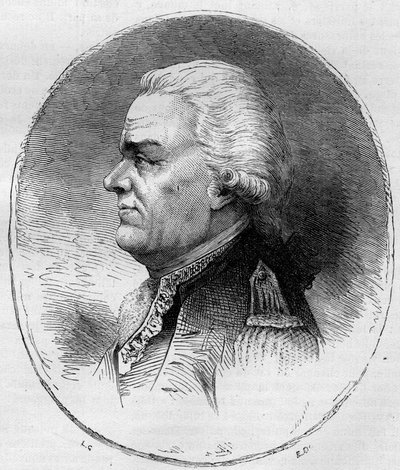 Portret hrabiego Grasse (Francois Joseph Paul, markiz de Grasse Tilly) (1722-1788), admirała francuskiego, który brał udział w amerykańskiej wojnie o niepodległość (1775-1783). Grawerowanie z 1881 roku. autorstwa Unknown artist
