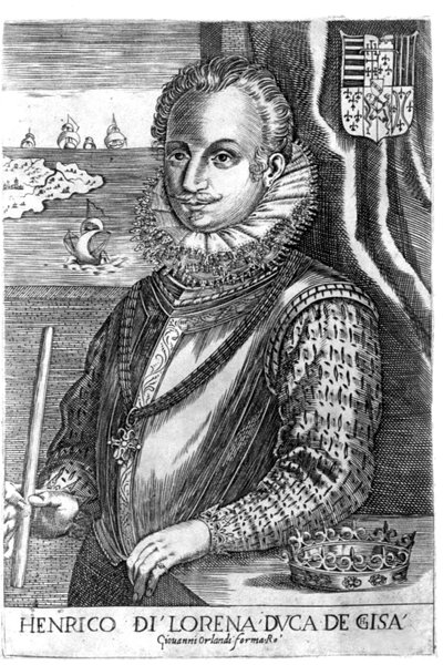 Portret księcia Guise (Henryk I Lotaryngii, znany jako Scalafre (1550-1588)). Rycina z XVII wieku. autorstwa Unknown artist