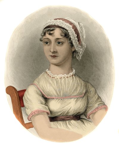 Portret angielskiej pisarki Jane Austen (1775-1817) Rycina z 1870 r. autorstwa Unknown artist