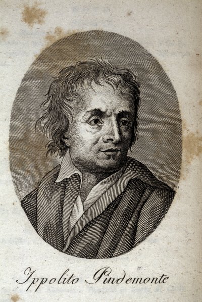 Portret włoskiego poety Ippolito Pindemonte (1753-1828), przyjaciela poety i włoskiego dramaturga Ugo Foscolo (1778-1827) Rycina XIX wieku autorstwa Unknown artist