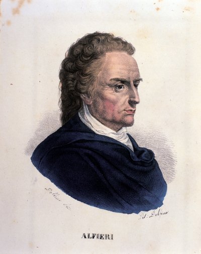 Portret włoskiego poety i dramaturga Vittorio Alfieri (1749-1803) Rycina XIX w. autorstwa Unknown artist