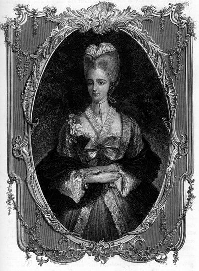 Portret markizy Boufflerów Marie Francoise Catherine de Beauvau Craon (1711-1787) - Grawerowanie z 1862 r. w „Królowych świata” naszych pierwszych pisarzy - Opublikowane pod kierunkiem JGD Armandauda autorstwa Unknown artist