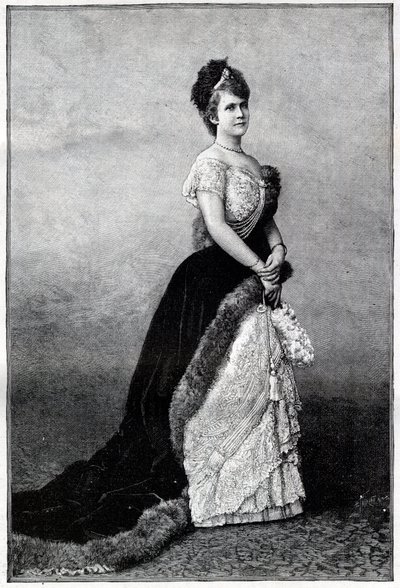 Portret królowej Rumunii Elisabeth Pauline Ottilie Louise de Wied, znana jako Carmen Sylva (1843-1916), żona króla Karola I - Rycina 1893 - Elżbieta z Wied z Rumunii, koniec XIX-początek XX wieku - Portret Elżbiety ( 1843-1916), królowa autorstwa Unknown artist
