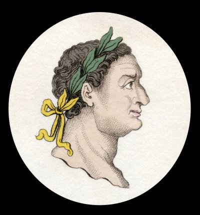 Portret cesarza rzymskiego Tytusa (39-81). (Titus Flavius Sabinus Vespasianus). Rycina XIX wieku. autorstwa Unknown artist