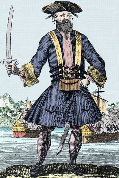 Portret pirata Edwarda Teacha z Barbenoire (Czarnobrody lub Czarnobrody) autorstwa Unknown artist