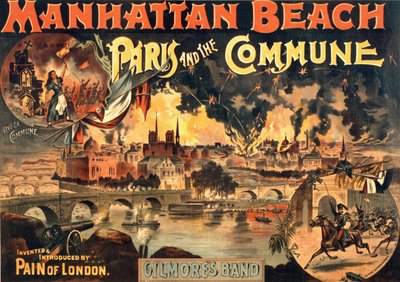 Plakat z pokazu „Paris et la Commune” na Manhattan Beach autorstwa Gilmores Band, sd. około 1891 roku. autorstwa Unknown artist