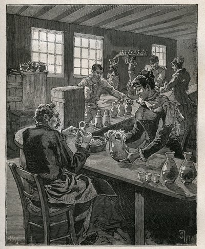 Ceramika: ceramika wypełniająca. Grawer z 1885 roku w „Les arts et metiers illustres” Adolphe BITARD. autorstwa Unknown artist