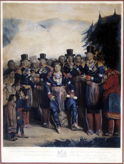 Prezentacja nowo wybranego wodza Indian Huron w Kanadzie autorstwa Unknown artist