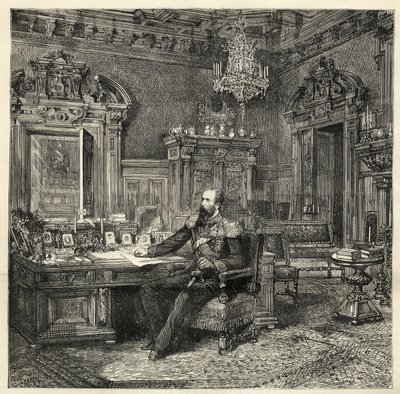Książę Aleksander Bułgarski (1857-1893), w swoim gabinecie - Aleksander Battenberg - Portret Aleksandra I Bułgarskiego lub Aleksandra Battenberg (1857-1893) w swoim gabinecie - 1886 - autorstwa Unknown artist