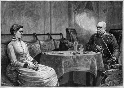 Książę Otto von Bismarck (1815-98) i jego żona Johanna (1824-94) - grawerowanie 1887 autorstwa Unknown artist