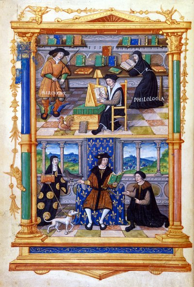 Książę uczy się fizyki, filologii, religii i konserwacji - w „”Z instrukcji księcia”” Guillaume Bude (Budee) (Budaeus) (1467-1540) autorstwa Unknown artist