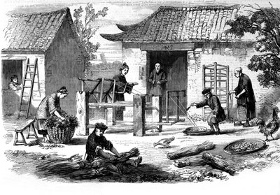 Produkcja jedwabiu w Chinach i różne etapy wytwarzania. autorstwa Unknown artist