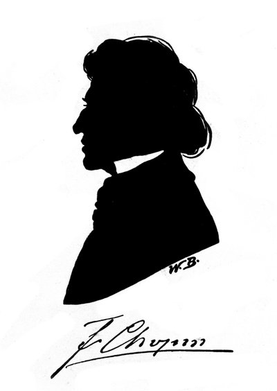 Sylwetka profilowa polskiego kompozytora Fryderyka Chopina (1810-1849) z autografem. 19 wiek autorstwa Unknown artist
