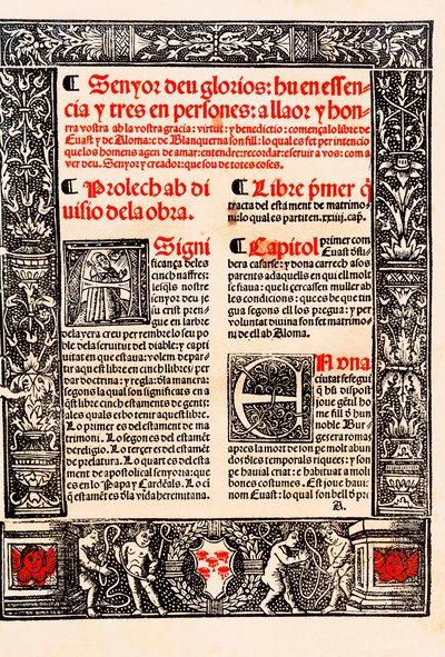 Prolog „Blanquerna” Raymonda Lulle w katalońskim Ramon Llull, po hiszpańsku Raimundo Lulio (Lullo) (Lull), kataloński filozof, teolog i poeta (1235-1315) autorstwa Unknown artist