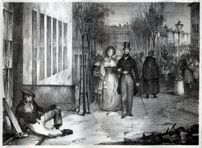 Promenade sur les bulwary w Paryżu w XIX wieku - grawer autorstwa Unknown artist