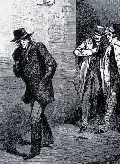 Atmosfera psychozy nocą na ulicach Londynu (z powodu morderstw Kuby Rozpruwacza) - koniec XIX w., ok. godz. 1888. autorstwa Unknown artist