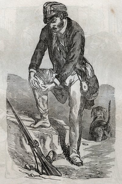 Wściekłość - leczenie ukąszeń dokonanych przez rozwścieczone zwierzę - rany uciskające jego ranę - grawer w „La Sante Universelle - Medical Guide for Families”” 1852 autorstwa Unknown artist