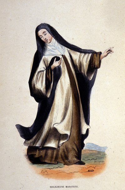 Maronicka religijna. Rycina z albumu na zakony, Paryż autorstwa Unknown artist