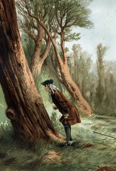 René Antoine Ferchault de Réaumur (1683-1757), francuski fizyk i przyrodnik, badający moralność caterilles.według „La Ciencia y sus Hombres par Louis Figuier” Barcelona 1881 autorstwa Unknown artist