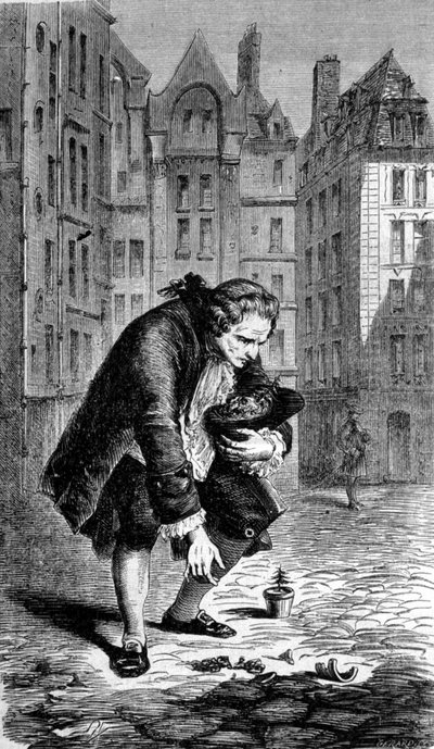 Przedstawienie Bernarda de Jussieu wprowadzającego cedr z Libanu do Francji w 1734 r. Grawer autorstwa Unknown artist