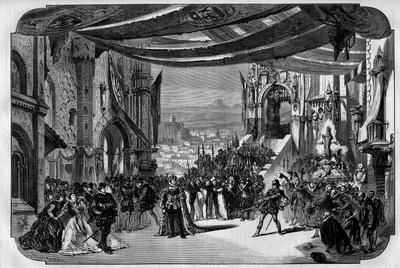 Reprezentacja opery Don Carlo (Don Carlos) w 5 aktach Giuseppe Verdiego w Operze Paryskiej 11 marca 1867. W rysunku Neuville