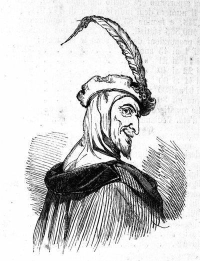 Reprezentacja Mefistofelesa (Mefisto), postać legendy Fausta. Rycina XIX wieku autorstwa Unknown artist