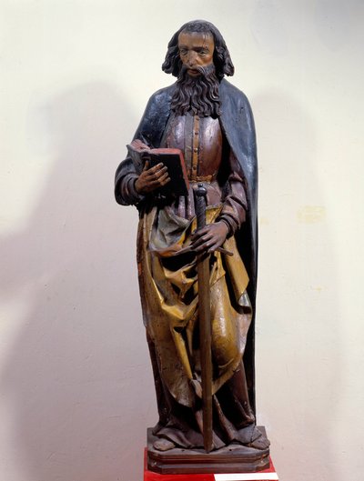 Przedstawienie św. Pawła trzymającego w ręku księgę. Rzeźba z drewna polichromowanego. XV wiek. Chartres, Muzeum Sztuk Pięknych autorstwa Unknown artist