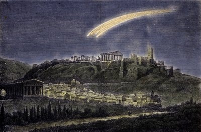 Przedstawienie komety nad miastem Ateny w 1878 roku. autorstwa Unknown artist