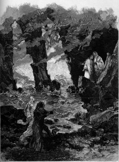 Przedstawienie opery: „Francoise de Rimini” według historii Dantego Alighieri w piekle (Boska komedia lub Boska komedia). Muzyka Ambroise Thomasa (1811-1896) oraz libretto Julesa Barbiera (1825-1901) i Michela Carre (1822-1872). Prolog: Dante a autorstwa Unknown artist