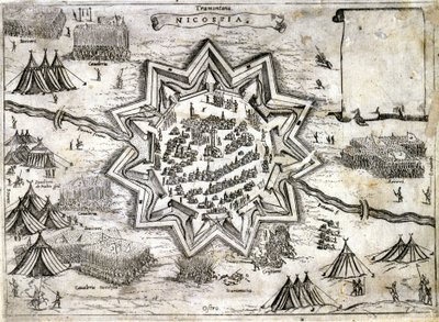 Reprezentacja oblężenia Nikozji na Cyprze w 1191 roku podczas III Krucjaty przez Ryszarda Lwie Serce. 16 wiek. autorstwa Unknown artist
