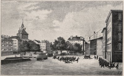 Rewolucja Genewska od 7 do 8 października 1846 (rewolucja fazystowska): obrona św. Gerwazego 7 października 1846 - Widok Place de Bel Air i Ponts-de-l