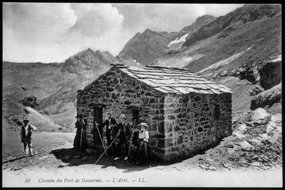 Droga do portu Gavarnie: schron (schronisko górskie) - pocztówka, koniec XIX wieku. autorstwa Unknown artist