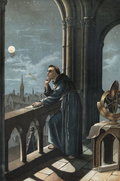 Roger Bacon do Oxford. Franciszkański mnich, teolog, filozof i angielski uczony (Ilchester, Somerset, ok. 1214 w Oksfordzie autorstwa Unknown artist