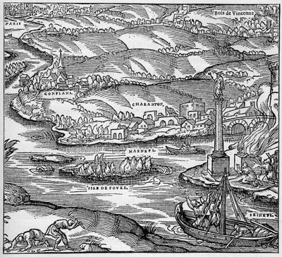 Galii Rzymskiej: pomnik zbudowany przez paryskich żeglarzy pod panowaniem Tybera, u zbiegu Sekwany i Marny. Grawerowanie w „La Marine et les colonies: commerce” autorstwa Unknown artist