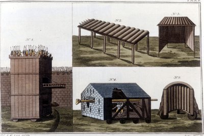 Rzymskie machiny wojenne. Rycina z początku XIX wieku. autorstwa Unknown artist