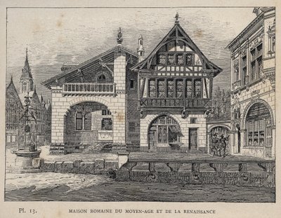 Dom rzymski średniowiecza i renesansu - rycina z 1889 r. w „Historia zamieszkiwania ludzi na Wystawie Powszechnej 1889 r., p. Charles GARNIER - Librairie centrale des beaux-arts Paris 1889 autorstwa Unknown artist