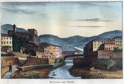 Miasto Rovereto w Trentino w północnych Włoszech - XIX wiek - rycina z „” Zwyczajów i Tradycji Wszystkich Ludów Wszechświata. To jest historia rządów, praw, milicji, religii wszystkich narodów od najodleglejszych czasów do dni n. autorstwa Unknown artist