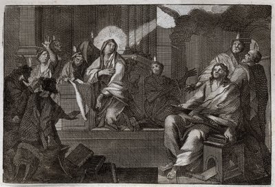 Biblia Royaumonta, Nowy Testament: Pięćdziesiątnica. Duch Święty zstępuje na Maryję Dziewicę i Apoterów. Ilustracja z 1811 roku. autorstwa Unknown artist