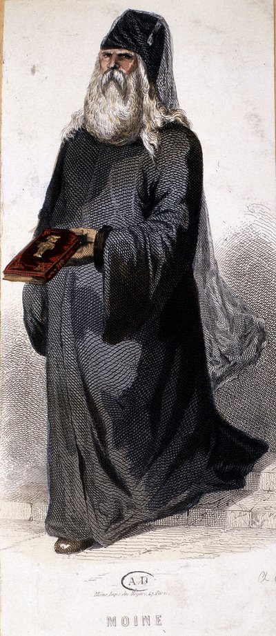 Rosyjski mnich prawosławny. Rytownictwo autorstwa Unknown artist