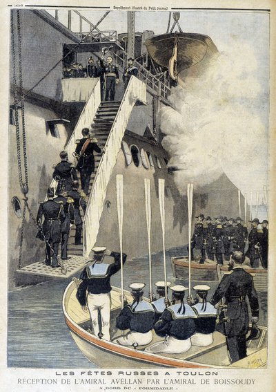 Rosyjskie imprezy w Tulonie: przyjęcie admirała Avellana przez admirała de Boissoudy - w „Le Petit Journal”” autorstwa Unknown artist