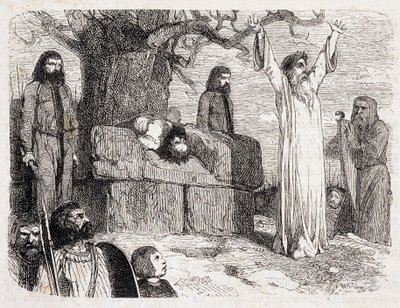 Ofiara ludzka przez druidów – w „Antycznej i współczesnej Bretanii” Pitre-Chevaliera (Pitre Chevalier), pod redakcją W. Coqueberta autorstwa Unknown artist