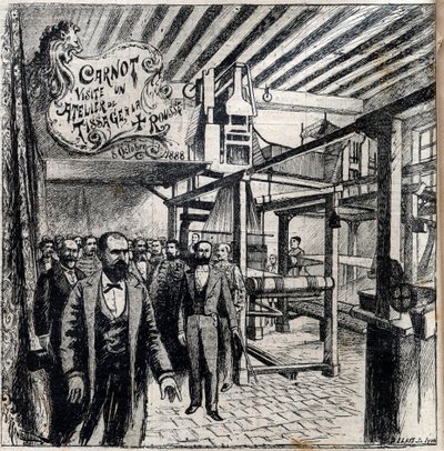 Sadi Carnot (1837-1894) odwiedza warsztat w Canucie, 8 października autorstwa Unknown artist