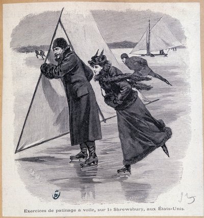 Ćwiczenia żeglarskie, na Shrewsbury, USA, ok. 1890 r. - rycina, koniec XIX w. autorstwa Unknown artist
