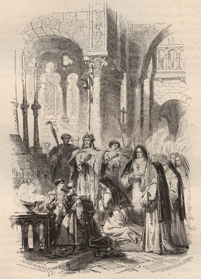 Żegluga św. Kunegundy Luksemburskiej (ok. 975-1033/1039) w 1024 r., przekazana przez wigilię Paderborn Meinwerk (ok. 975-1036) w opactwie benedyktynów w Kaufungen w Niemczech. Rycina z 1868 roku w „Histoire de Belgique od czasów prymitywnych do autorstwa Unknown artist