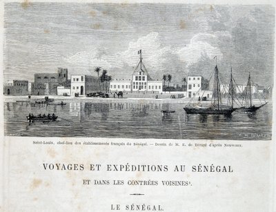 Saint-Louis, stolica francuskich zakładów w Senegalu - w „”Voyage et voyages au Sénégal”” w Tour du Monde, II trym. 1861 autorstwa Unknown artist