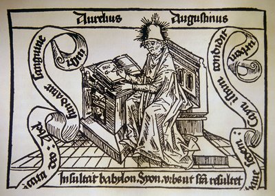 Św. Augustyn, z „De civitate dei” (Cytat Boga) św. Augustyna z Hippony (354-430) autorstwa Unknown artist