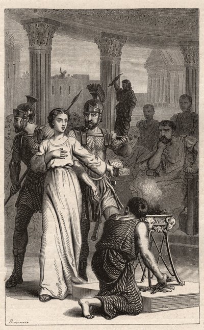 Św. Blandina - Św. Blandyna (męczennik 177) odmawia składania ofiar bożkom - grawerowanie w „Wielkich kobietach Francji” Oscara Havarda - 1886 autorstwa Unknown artist