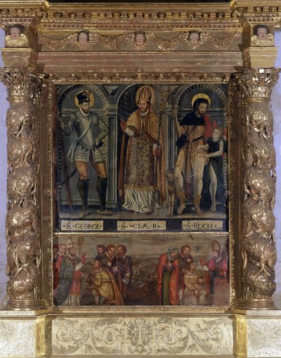 Św. Clair czyli Ołtarz Św. Rocha: Św. Roch i Guzik Zarazy i Św. autorstwa Unknown artist