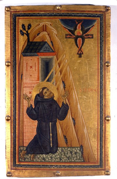 Św. Franciszek z Asyżu ze stygmatami. Malarstwo na drewnie z XIII wieku. Florencja, Galeria Uffizi. autorstwa Unknown artist